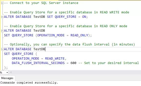 Enable Query Store Using T-SQL
