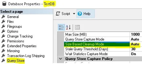 Adjust Retention Settings in Query Store in SQL Server