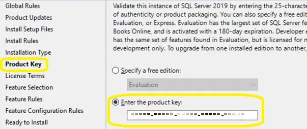 SQL Server 2019 Product Key