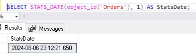 Example of STATS_DATE function in SQL Server