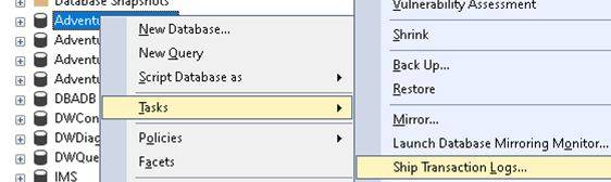 Enable Log Shipping on the Primary Database