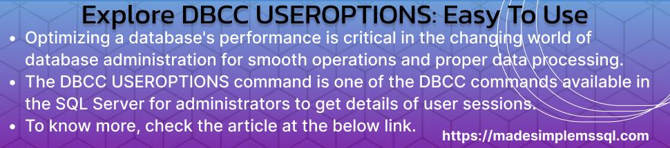 Explore DBCC USEROPTIONS in SQL Server