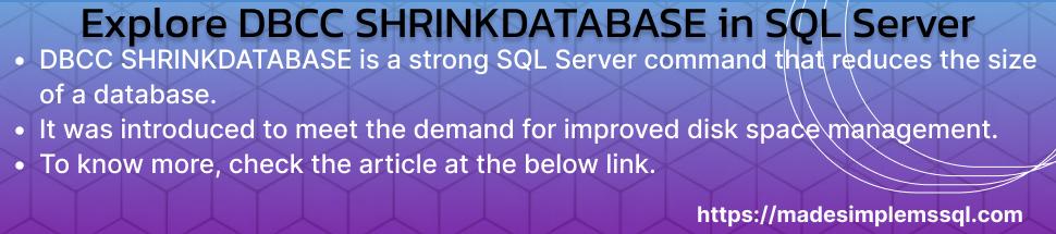 Explore DBCC SHRINKDATABASE in SQL Server