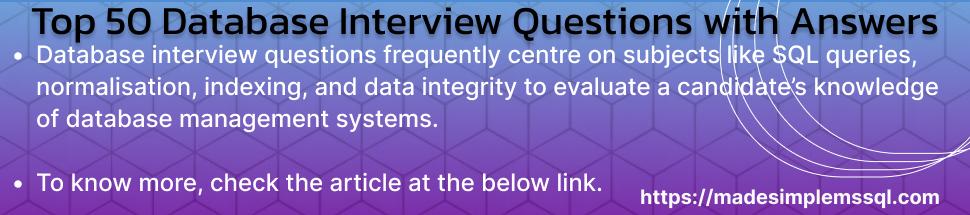 Explore Top 50 Database Interview Questions and Answers