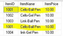 Items table Without Primary Key