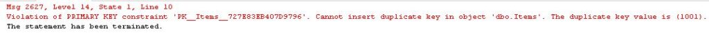 Primary key violation error at time of Insert
