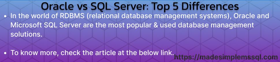 Oracle vs SQL Server