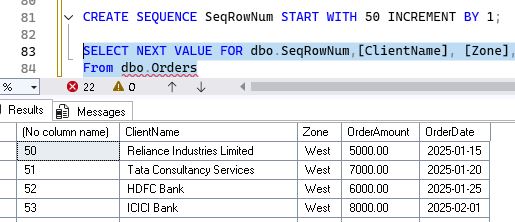 Add Row Numbers to Orders Using a Sequence
