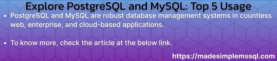 PostgreSQL vs MySQL