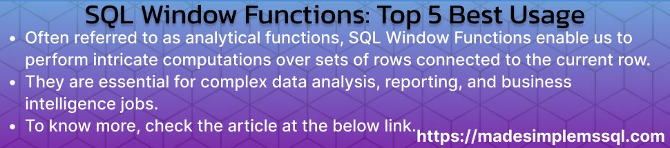 Explore SQL Windows Functions