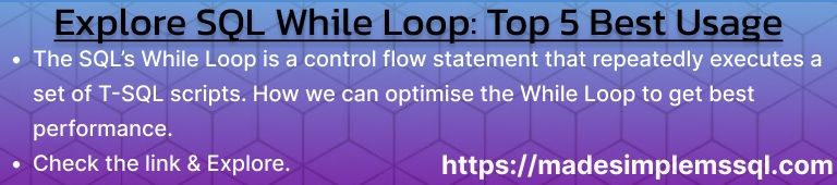 SQL While Loop