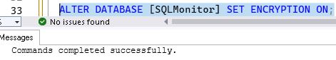 Enable encryption on a database